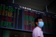 A man wearing a face mask is seen at Hongqiao International Airport in Shanghai, following the coronavirus disease (COVID-19) outbreak, China, on May 21, 2020. 