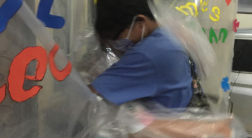 Grandmother makes &lsquo;hug curtain&rsquo; to embrace family