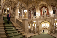 Vienna's State Opera director Dominique Meyer walks down the stairs prior to a concert at the State Opera in Vienna, Austria on June 8, 2020. 