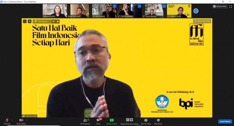 Against all odds: Indonesian Film Festival organizing committee head Lukman Sardi announces the start of this year's awards in a virtual press conference on June 16. The awards night will be held in December.