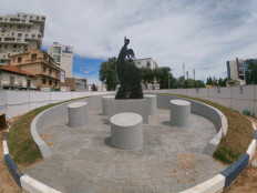 The monument was designed by West Java Governor Ridwan Kamil, who is also an architect, while a torso statue as the main attraction of the monument was created by Indonesian sculptor Dolorosa Sinaga.