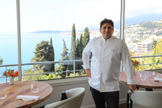 Italian-Argentinian chef Mauro Colagreco poses for a photo session in the Mirazur restaurant on the French riviera city of Menton on April 13, 2019. 