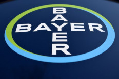 In this file photo taken on Feb. 28, 2018 the logo of German chemicals giant Bayer is pictured during the company's annual results press conference in Leverkusen