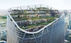 This handout illustration of an artist's rendition released on June 25, 2020 by Global software giant Atlassian shows what would be the world's tallest 'hybrid timber' building for the company's new headquarters in Sydney. 