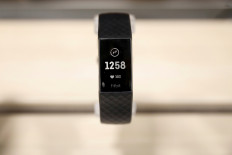 A Fitbit device is displayed in a store in New York City, United States, on November 4, 2019. 