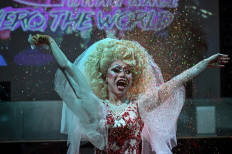 Yan Anyu or Miss Cream performs on stage at a bar in the city of Shanghai on June 13, 2020, during her first presentation as a Drag Queen. Attitudes toward alternative lifestyles are slowly softening in China, and members of a small but growing drag community have begun to step into the spotlight.
