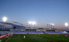 La Liga Santander - Real Madrid v Getafe - Alfredo Di Stefano Stadium, Madrid, Spain on Thursday.  General view during the warm up before the match, as play resumes behind closed doors following the outbreak of the COVID-19. Spain's secretary for sport Irene Lozano and La Liga president Javier Tebas have categorically ruled out fans returning to matches before the end of this season to minimize the risk of the novel coronavirus spreading.