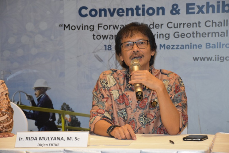 Energy and Mineral Resources (ESDM) Ministry electrification director general Rida Mulyana Jakarta on 18 May 2017. He was talking at a luncheon with geothermal industry players at Aryaduta Hotel.