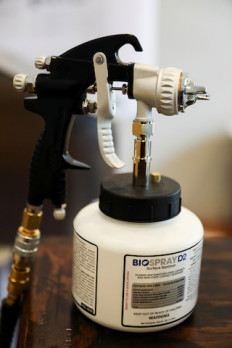 The Goodway Technologies BioSpray Sanitation System & BioSpray D2 Sanitizer that Marcel Interiors uses to prevent the spread of coronavirus disease (COVID-19) in Apopka, Florida, US., July 3, 2020. Marcel Interiors also sprays before and after jobs due to COVID-19 to keep their employees safe during construction and interior work.