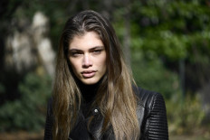 In this file photo taken on February 18, 2017 Brazilian transgender model Valentina Sampaio poses during an interview in Milan. 