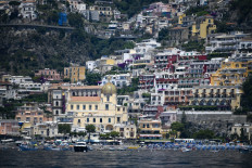 A view taken on July 1, 2020 shows the village of Positano on the Amalfi coast in southern Italy. 