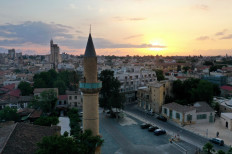 A photo taken on June 14, 2020 shows the Omeriye mosque that was originally the medieval Augustinian monastery of Saint Marie, within the walled town of the Cypriot capital Nicosia.
