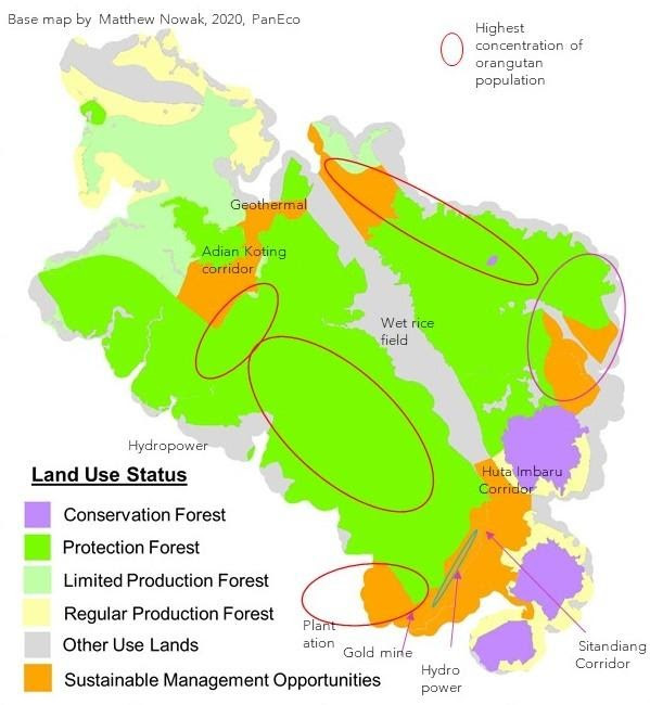 Batang Toru forests map and land use status.