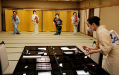 Maki and Ikuko, who are geisha, perform a dance routine for Reuters, as they wait for customers to arrive, who are hosting a party where they will be entertaining with other geisha, at Asada, a luxury Japanese restaurant, during the coronavirus disease (COVID-19) outbreak, in Tokyo, Japan, June 23, 2020. Reuters/Kim Kyung-Hoon 