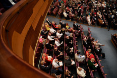 Seats are left empty between guests at the Grosses Festpielhaus venue, prior to the performance of 'Cosi fan tutte' at the Salzburg Festival on August 2, 2020 in Salzburg, Austria. 