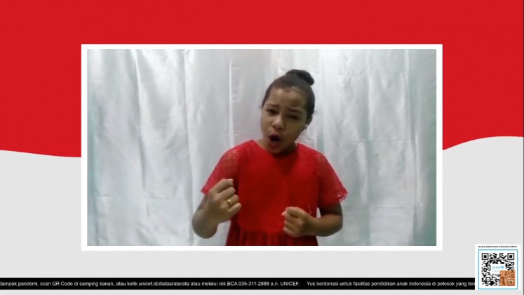 Nationalist propaganda: Gracia Sapriona from Papua gave an emotional performance of “Tanah Airku” (My Homeland).