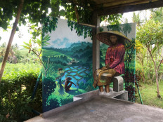 Warrior tribute: 'Land of Tears' is one of the latest murals from Wild Drawing (WD), and was created while he was stranded in Bali because of COVID-19 travel restrictions. 