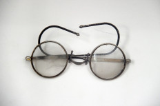 This picture shows glasses which belonged to Mohandas Karamchand Gandhi on April 28, 2012 at Birla house in New Delhi. 