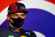 Formula One F1 - 70th Anniversary Grand Prix - Silverstone Circuit, Silverstone, Britain - August 9, 2020 Race winner Red Bull's Max Verstappen during the press conference after the race.