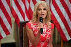In this file photo taken on August 12, 2020 Counselor to the President Kellyanne Conway speaks during the 