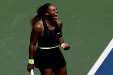 Serena Williams celebrates a point while playing Arantxa Rus of Netherlands during the Western & Southern Open at the USTA Billie Jean King National Tennis Center on Aug. 24, 2020 in the Queens borough of New York City.   