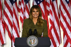 US First Lady Melania Trump addresses the Republican Convention during its second day from the Rose Garden of the White House August 25, 2020, in Washington, DC.