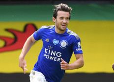 Soccer Football - Premier League - Watford v Leicester City - Vicarage Road, Watford, Britain - June 20, 2020 Leicester City's Ben Chilwell celebrates scoring their first goal.