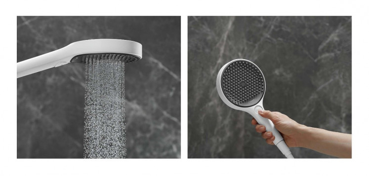 Switch control: All it takes is a simple push of the Select button on the hansgrohe Rainfinity showerhead to switch between PowderRain, Intense PowderRain and MonoRain spray modes.