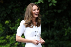 Britain's Catherine, Duchess of Cambridge reacts as she arrives to visit to Baby Basics baby bank in Sheffield, northern England on August 4, 2020. 