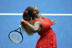 Serena Williams of the United States serves the ball during her Women's Singles first round match against Kristie Ahn of the United States on Day Two of the 2020 US Open at the USTA Billie Jean King National Tennis Center on September 1, 2020 in the Queens borough of New York City.   