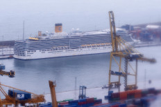 The Costa Deliziosa is docked at the port of Barcelona on April 20, 2020 to disembark passengers amid a national lockdown to fight the spread of the coronavirus. 