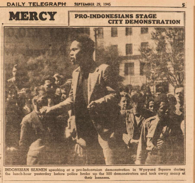 The pro-independence protests take to Sydney's Wynyard park to show support for 'merdeka', or the freedom of Indonesia in September 1945.