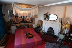 A general view shows inside the Hendrix Flat, a London flat where legendary US singer-songwriter Jimi Hendrix lived in 1968-69, restored as a museum by the Handel House Trust, in London on September 16, 2020. 