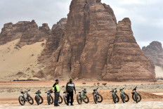 Tourists visit the Ula desert near the northwestern Saudi town of al-Ula, on January 5, 2019.
