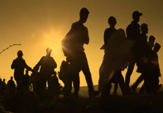 Illustration of refugees.