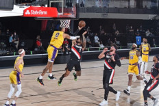 Gary Trent Jr. #2 of the Portland Trail Blazers shoots the ball against the Los Angeles Lakers during Round One, Game Six of the NBA Playoffs on August 30, 2020 in Orlando, Florida at AdventHealth Arena. 