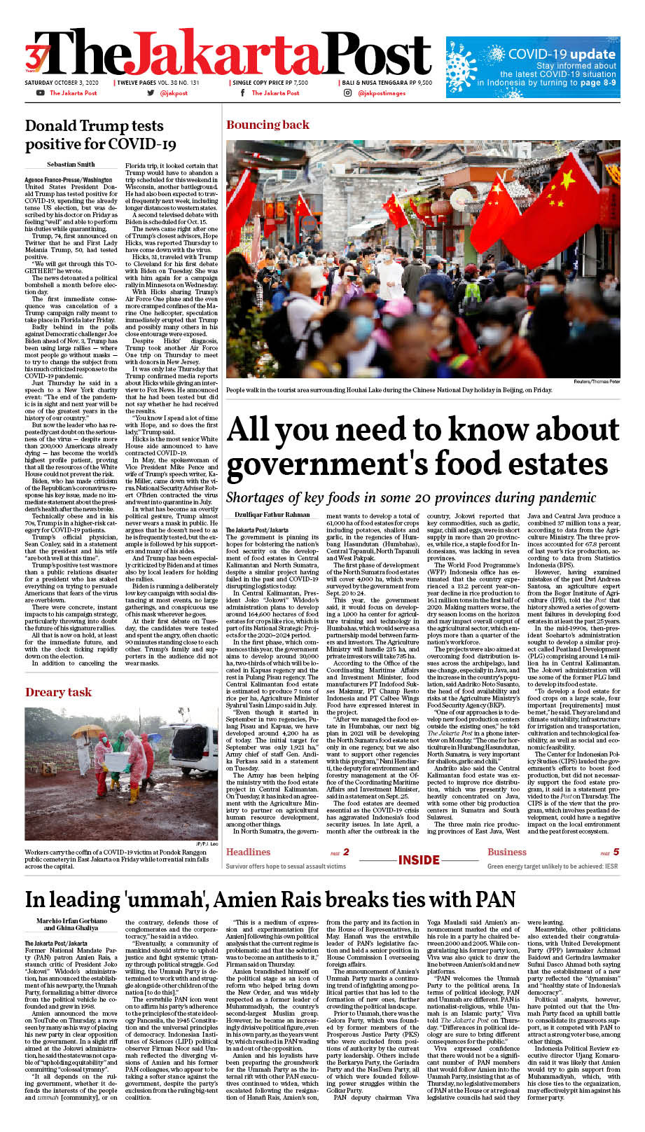 Frontpage - Sat, October 3, 2020 - The Jakarta Post