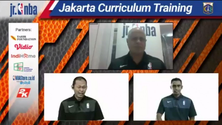 Learning continues: Jr. NBA Asia Head Coach Carlos Barroca holds an online workshop for Jakarta basketball coaches. After the coronavirus outbreak was announced in Indonesia in March 2020, the Jr. NBA Coaches Academy chose to carry on its 2020 program virtually, peppering the sessions with advice on teaching sports and basketball remotely using virtual platforms to stay abreast of online learning systems amid the COVID-19 pandemic.