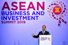 Russia's Prime Minister Dmitry Medvedev speaks at the ASEAN Business and Investment Summit in Bangkok on Nov. 3, 2019, on the sidelines of the 35th ASEAN Summit. 