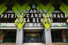 The entrance gate to the Patriot Candrabhaga Stadium in Bekasi, West Java on October. 2. 2020. The sports venue has been converted into an isolation center for asymptomatic COVID-19 patients. JP/Dhoni Setiawan