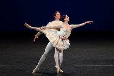 Dancers Marianela Nunez and Vadim Muntagirov perform at The Royal Ballet: Back on Stage during a livestreamed performance at the Royal Opera House in London, Britain, on October 8, 2020. 