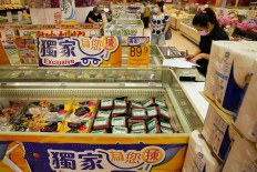 Impossible Foods plant-based beef products are seen inside a refrigerator at the meat section of a supermarket in Hong Kong, China, on October 20, 2020. 