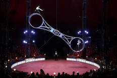 Artists perform at Circus Balkanski in Sofia, Bulgaria, on October 7, 2020. 