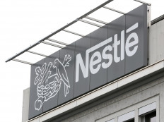 The company's logo is seen at a Nestle plant in Konolfingen, Switzerland, on Sept. 28, 2020. 