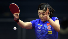 China's Chen Meng returns the ball to China's Wang Yidi during the women's single quarterfinal table tennis match at the 2020 ITTF World Tour Platinum in Magdeburg, Germany on Jan.31, 