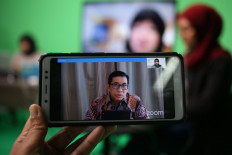 Foreign Ministry Director General for Multilateral Cooperation Febrian Alphyanto Ruddyard talks in the JakPost UpClose webinar titled “Supporting Indonesia's social and economic recovery through ECOSOC” in Jakarta on Thursday.