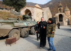Sandbags and monks in khaki: Russian troops guard Armenian monastery after ceasefire