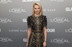 President and CEO of Yahoo! Marissa Mayer poses backstage during Glamour Women Of The Year 2016 LIVE Summit at NeueHouse Hollywood on November 14, 2016 in Los Angeles, California. 