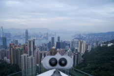 A telescope is seen at The Peak, as the coronavirus disease (COVID-19) outbreak continues, in Hong Kong, China, on November 10, 2020. 