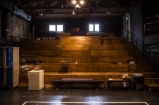 This picture taken on November 18, 2020 shows a view of the closed Rabbithole theater in Athens. 